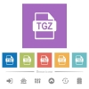 TGZ file format flat white icons in square backgrounds. 6 bonus icons included. - TGZ file format flat white icons in square backgrounds