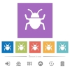 Bug flat white icons in square backgrounds. 6 bonus icons included. - Bug flat white icons in square backgrounds - Small thumbnail