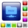 FTP enter passive mode icons in rounded square color glossy button set - FTP enter passive mode color square buttons