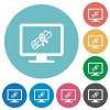 Webinar on monitor flat round icons - Webinar on monitor flat white icons on round color backgrounds
