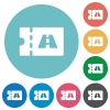Toll discount coupon flat white icons on round color backgrounds - Toll discount coupon flat round icons