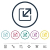 Resize window flat color icons in round outlines. 6 bonus icons included. - Resize window flat color icons in round outlines