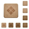 Diagonal tile pattern on rounded square carved wooden button styles - Diagonal tile pattern wooden buttons