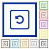 Rotate object left flat color icons in square frames on white background - Rotate object left flat framed icons