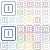 Adjust object height color flat icons in rounded square frames. Thin and thick versions included. - Adjust object height outlined flat color icons