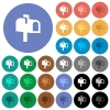 Mailbox multi colored flat icons on round backgrounds. Included white, light and dark icon variations for hover and active status effects, and bonus shades. - Mailbox round flat multi colored icons
