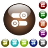 Toggle switches white icons on round color glass buttons - Toggle switches color glass buttons