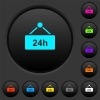 hanging table with 24h dark push buttons with color icons - hanging table with 24h dark push buttons with vivid color icons on dark grey background