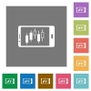 Mobile broker landscape mode flat icons on simple color square backgrounds - Mobile broker landscape mode square flat icons
