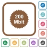 200 mbit guarantee sticker simple icons in color rounded square frames on white background - 200 mbit guarantee sticker simple icons