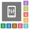 Mobile tweaking square flat icons - Mobile tweaking flat icons on simple color square backgrounds