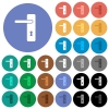 Left handed simple door handle round flat multi colored icons - Left handed simple door handle multi colored flat icons on round backgrounds. Included white, light and dark icon variations for hover and active status effects, and bonus shades.