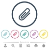 Attachment flat color icons in round outlines. 6 bonus icons included. - Attachment flat color icons in round outlines