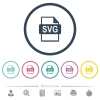 SVG file format flat color icons in round outlines - SVG file format flat color icons in round outlines. 6 bonus icons included.