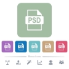 PSD file format white flat icons on color rounded square backgrounds. 6 bonus icons included - PSD file format flat icons on color rounded square backgrounds