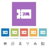Accommodation discount coupon flat white icons in square backgrounds. 6 bonus icons included. - Accommodation discount coupon flat white icons in square backgrounds