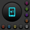 Mobile reading aloud dark push buttons with color icons - Mobile reading aloud dark push buttons with vivid color icons on dark grey background