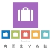 Suitcase flat white icons in square backgrounds. 6 bonus icons included. - Suitcase flat white icons in square backgrounds