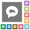 Reply message square flat icons - Reply message flat icons on simple color square backgrounds