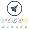 Space shuttle flat color icons in round outlines. 6 bonus icons included. - Space shuttle flat color icons in round outlines