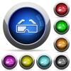 Retro 3d glasses icons in round glossy buttons with steel frames - Retro 3d glasses round glossy buttons
