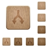 Split arrows down on rounded square carved wooden button styles - Split arrows down wooden buttons