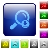 Download search results color square buttons - Download search results icons in rounded square color glossy button set