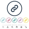 Link flat color icons in round outlines - Link flat color icons in round outlines. 6 bonus icons included.