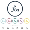 Function flat color icons in round outlines. 6 bonus icons included. - Function flat color icons in round outlines