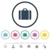 Suitcase flat color icons in round outlines. 6 bonus icons included. - Suitcase flat color icons in round outlines