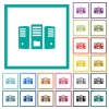 File server flat color icons with quadrant frames on white background - File server flat color icons with quadrant frames