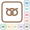 Salted pretzel simple icons - Salted pretzel simple icons in color rounded square frames on white background