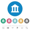 Bank office building flat round icons - Bank office building flat white icons on round color backgrounds. 6 bonus icons included.