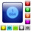 1 Gbit guarantee sticker color square buttons - 1 Gbit guarantee sticker icons in rounded square color glossy button set