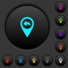 Previous GPS map location dark push buttons with vivid color icons on dark grey background - Previous GPS map location dark push buttons with color icons