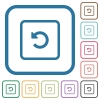 Rotate object left simple icons in color rounded square frames on white background - Rotate object left simple icons