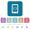 Mobile software development flat icons on color rounded square backgrounds - Mobile software development white flat icons on color rounded square backgrounds. 6 bonus icons included