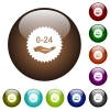 24 hours service sticker color glass buttons - 24 hours service sticker white icons on round color glass buttons