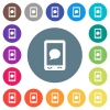 Mobile sms message flat white icons on round color backgrounds. 17 background color variations are included. - Mobile sms message flat white icons on round color backgrounds