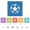 Soccer ball flat white icons in square backgrounds. 6 bonus icons included. - Soccer ball flat white icons in square backgrounds