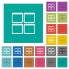 Admin dashboard panels multi colored flat icons on plain square backgrounds. Included white and darker icon variations for hover or active effects. - Admin dashboard panels square flat multi colored icons