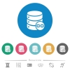 Joined database tables flat round icons - Joined database tables flat white icons on round color backgrounds. 6 bonus icons included.