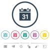 Calendar flat color icons in round outlines. 6 bonus icons included. - Calendar flat color icons in round outlines