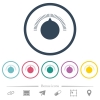 Volume control flat color icons in round outlines. 6 bonus icons included. - Volume control flat color icons in round outlines