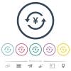 Yen pay back flat color icons in round outlines - Yen pay back flat color icons in round outlines. 6 bonus icons included.