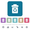 Recycle bin white flat icons on color rounded square backgrounds. 6 bonus icons included - Recycle bin flat icons on color rounded square backgrounds