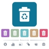 Recycle bin flat icons on color rounded square backgrounds - Recycle bin white flat icons on color rounded square backgrounds. 6 bonus icons included