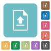 Upload file rounded square flat icons - Upload file white flat icons on color rounded square backgrounds