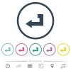 Return key flat color icons in round outlines - Return key flat color icons in round outlines. 6 bonus icons included.