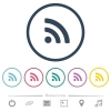 Radio signal flat color icons in round outlines. 6 bonus icons included. - Radio signal flat color icons in round outlines